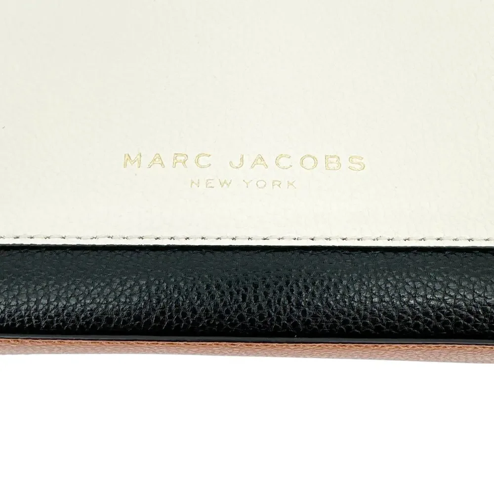 MARC JACOBS The Grind Leather Cosmetic Pouch in Smoked Almond Multi